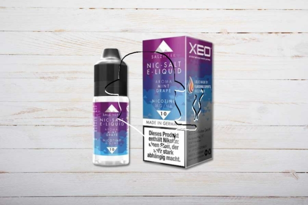 XEO Nic-Salt E-Liquid, Mint Grape, 10ml